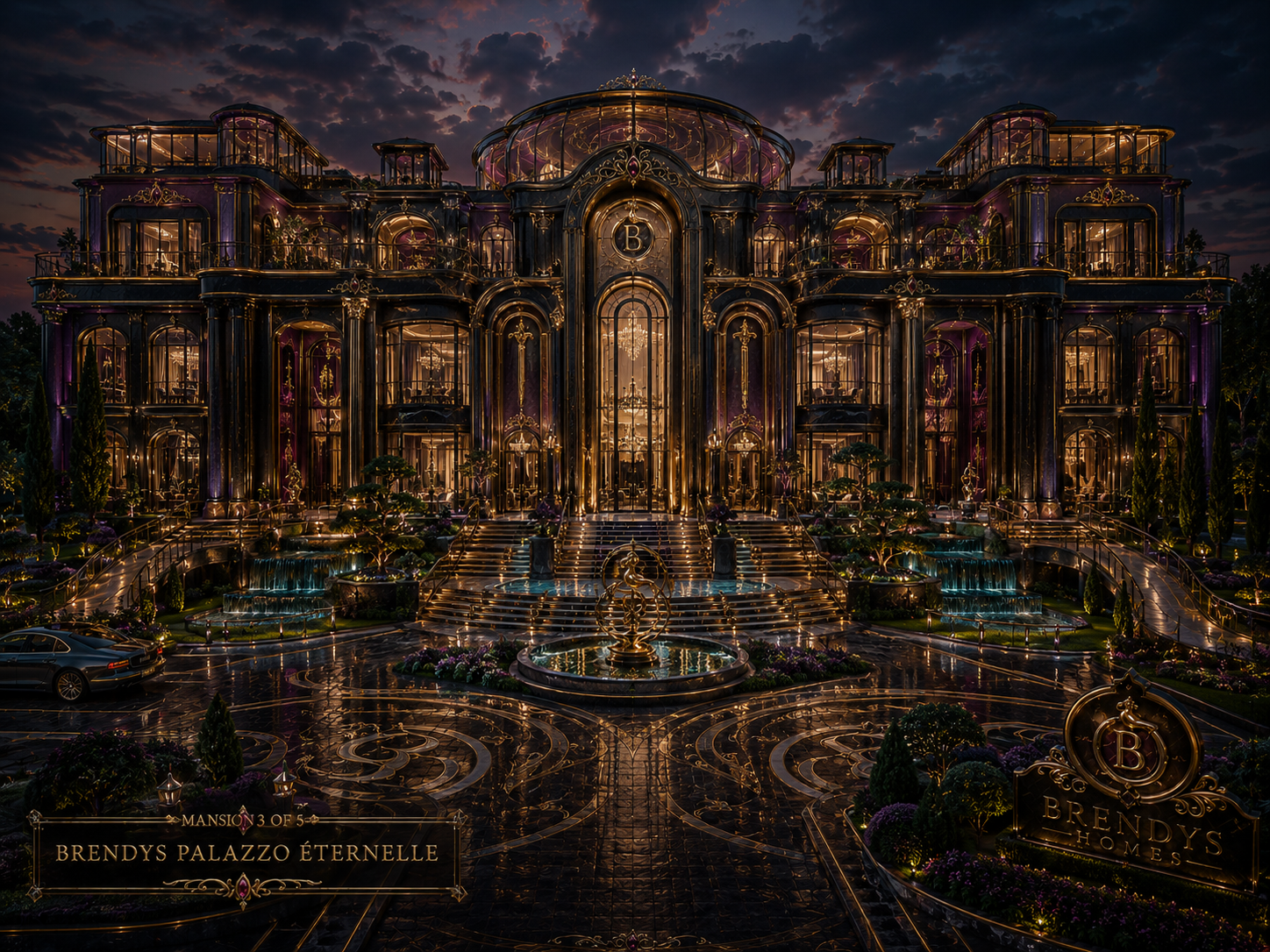 BRENDYS Palazzo Éternelle, a symmetrical palace with atrium, fountains and galleries